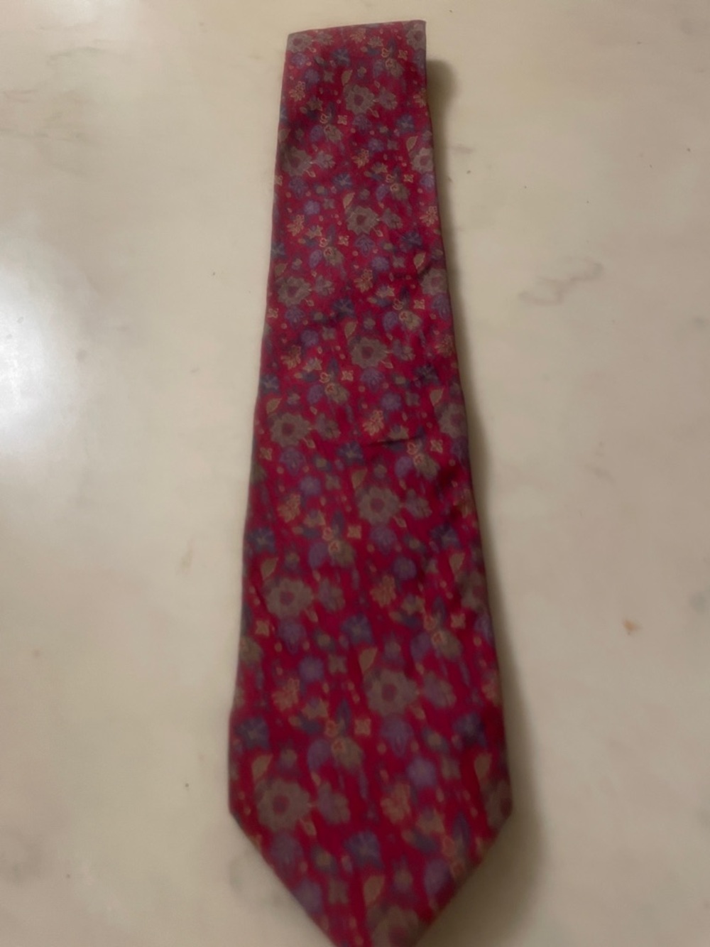 Mens Red Floral Tie - Refined Pattern
